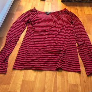 Long sleeved striped shirt . Super soft , warm